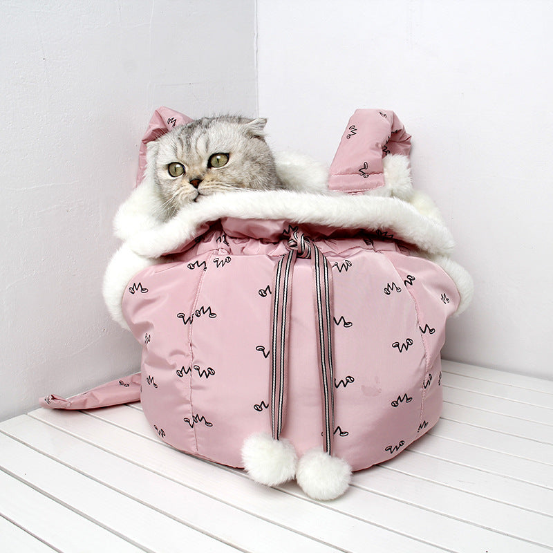Cozy Winter Pet Carrier Backpack for Warm Outdoor Adventures